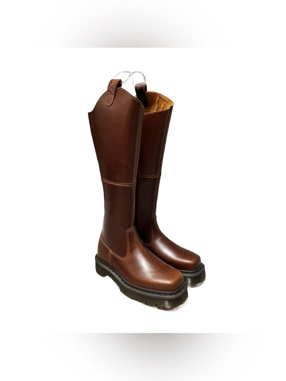 Dr. Martens Amaayah Knee High Leather Boot Women's 5 Square Toe Butterscotch NEW